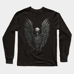 Winged Skeleton Occult Dark Satanic Witchcraft Emo Goth Long Sleeve T-Shirt